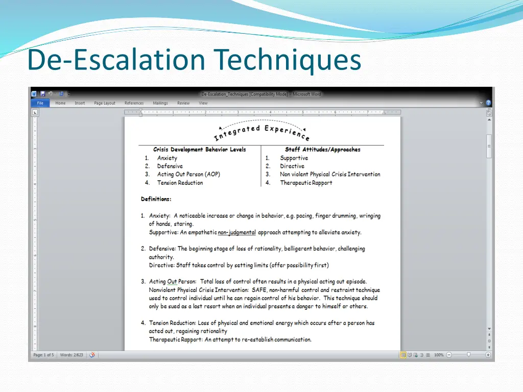 de escalation techniques