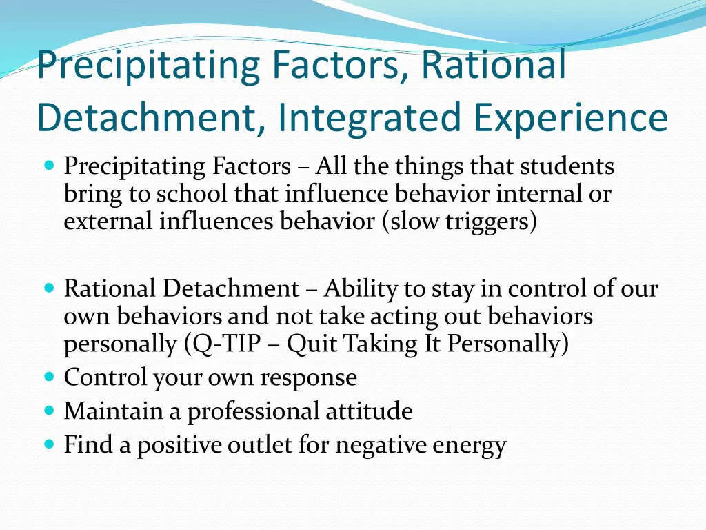 precipitating factors rational detachment
