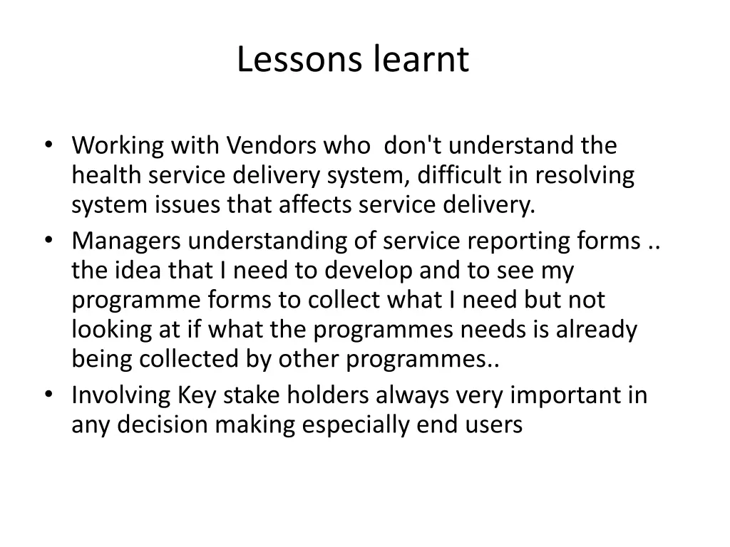 lessons learnt 1