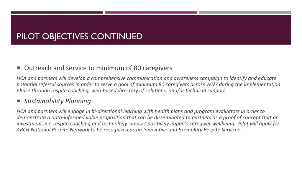 pilot objectives continued