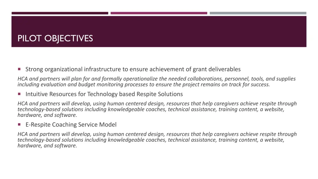 pilot objectives