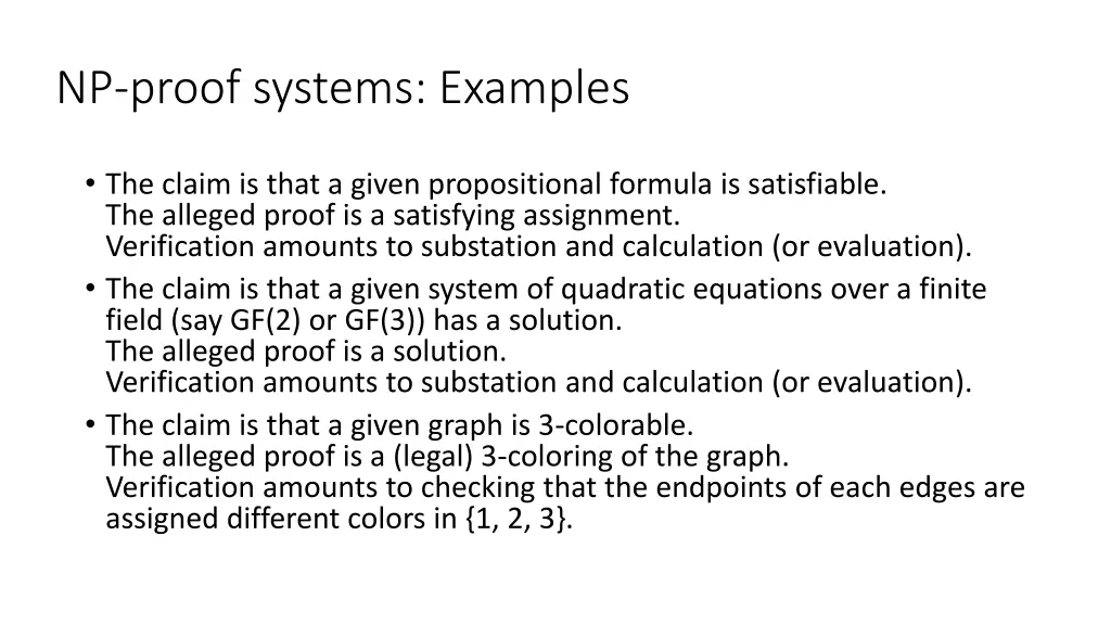 np proof systems examples