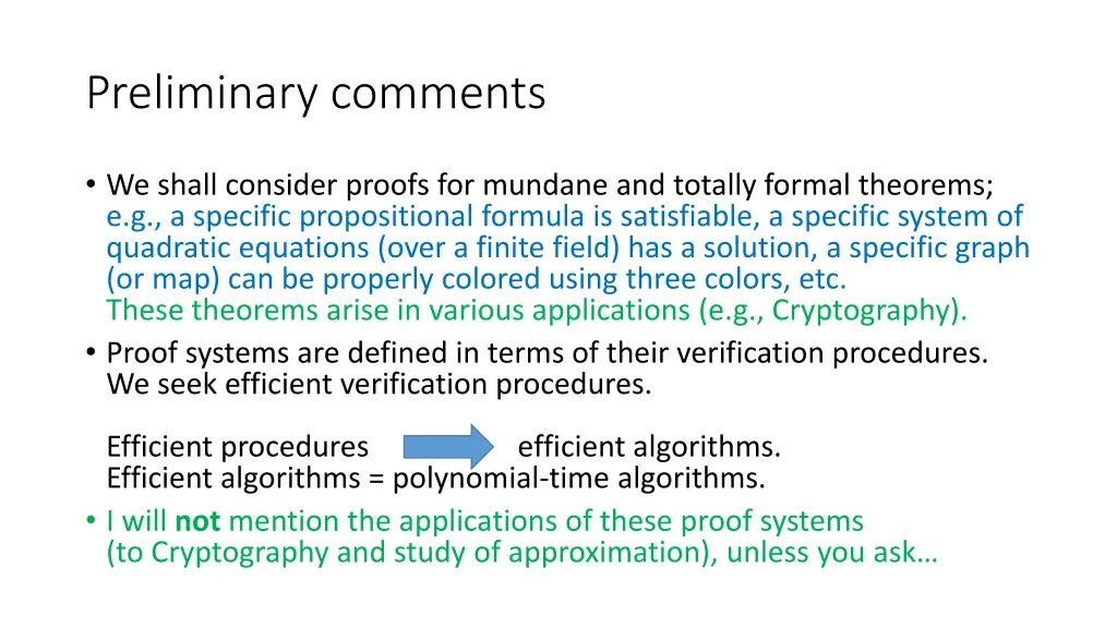 preliminary comments