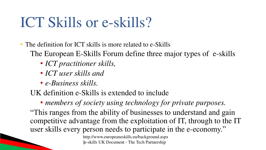 ict skills or e skills