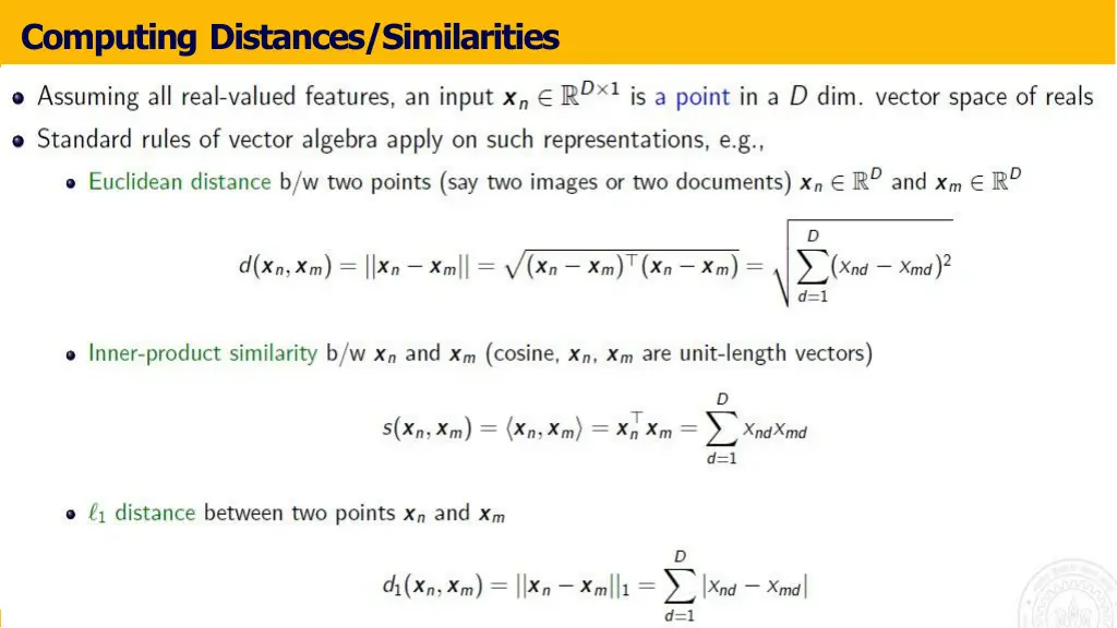 computing distances similarities