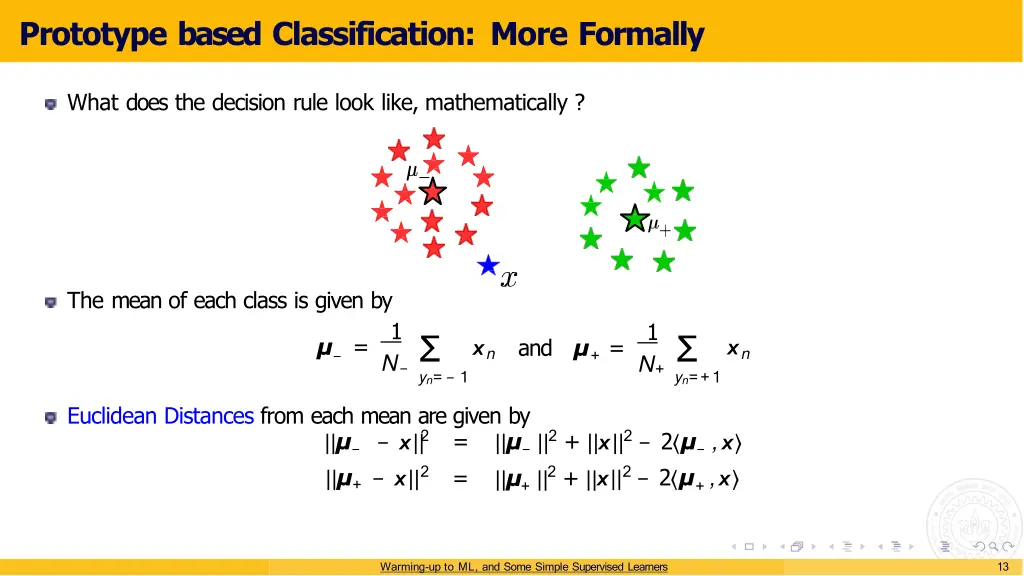 prototype based classification more formally 2