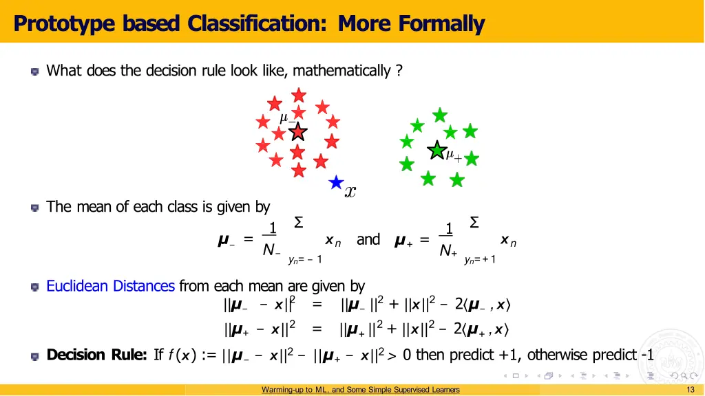prototype based classification more formally 3
