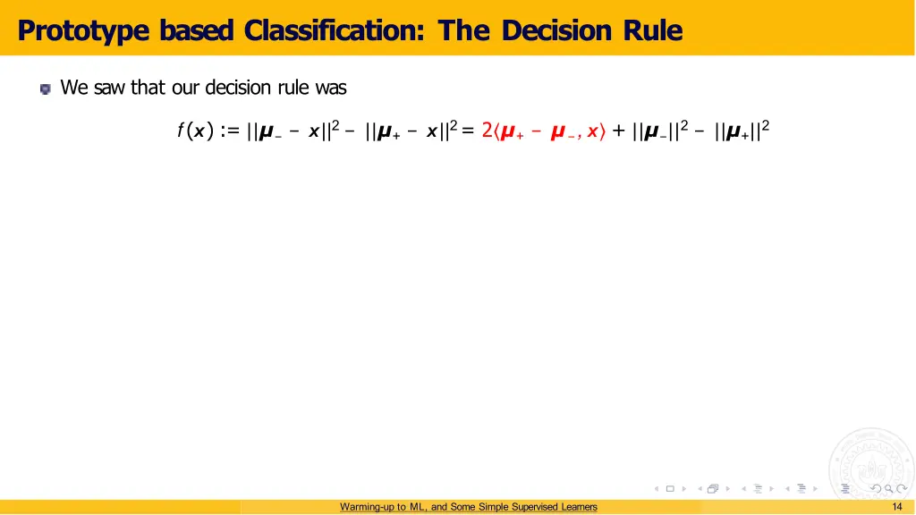 prototype based classification the decision rule 1