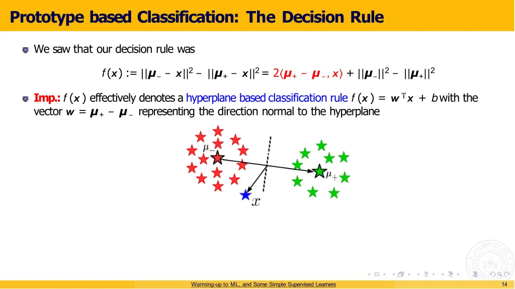 prototype based classification the decision rule 2