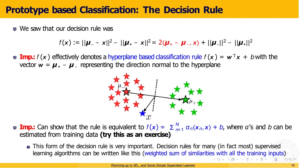 prototype based classification the decision rule 4