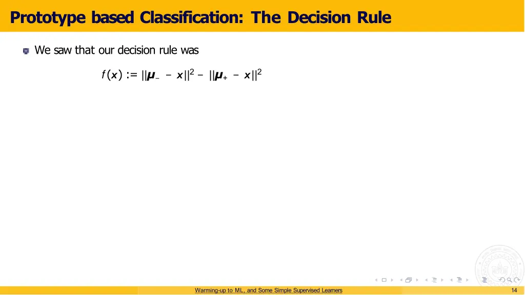 prototype based classification the decision rule