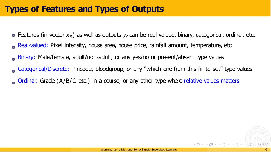 types of features and types of outputs 4