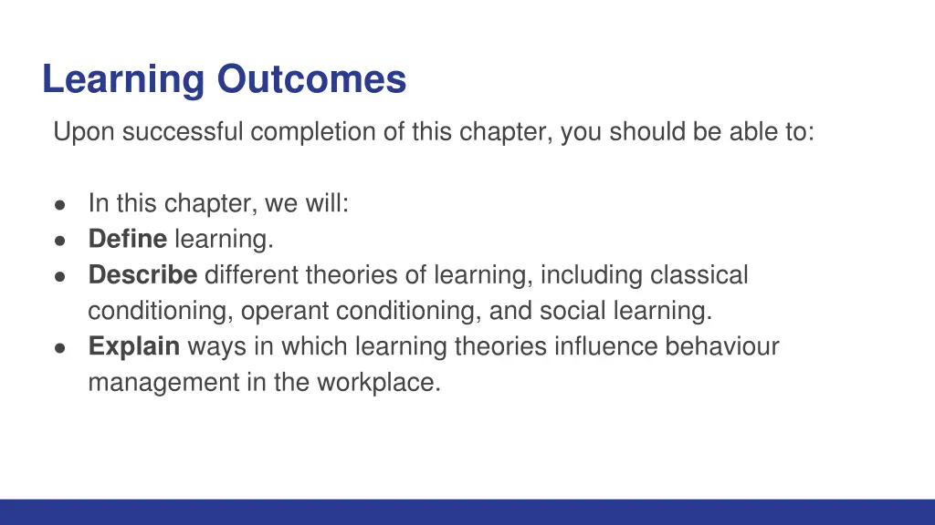 learning outcomes
