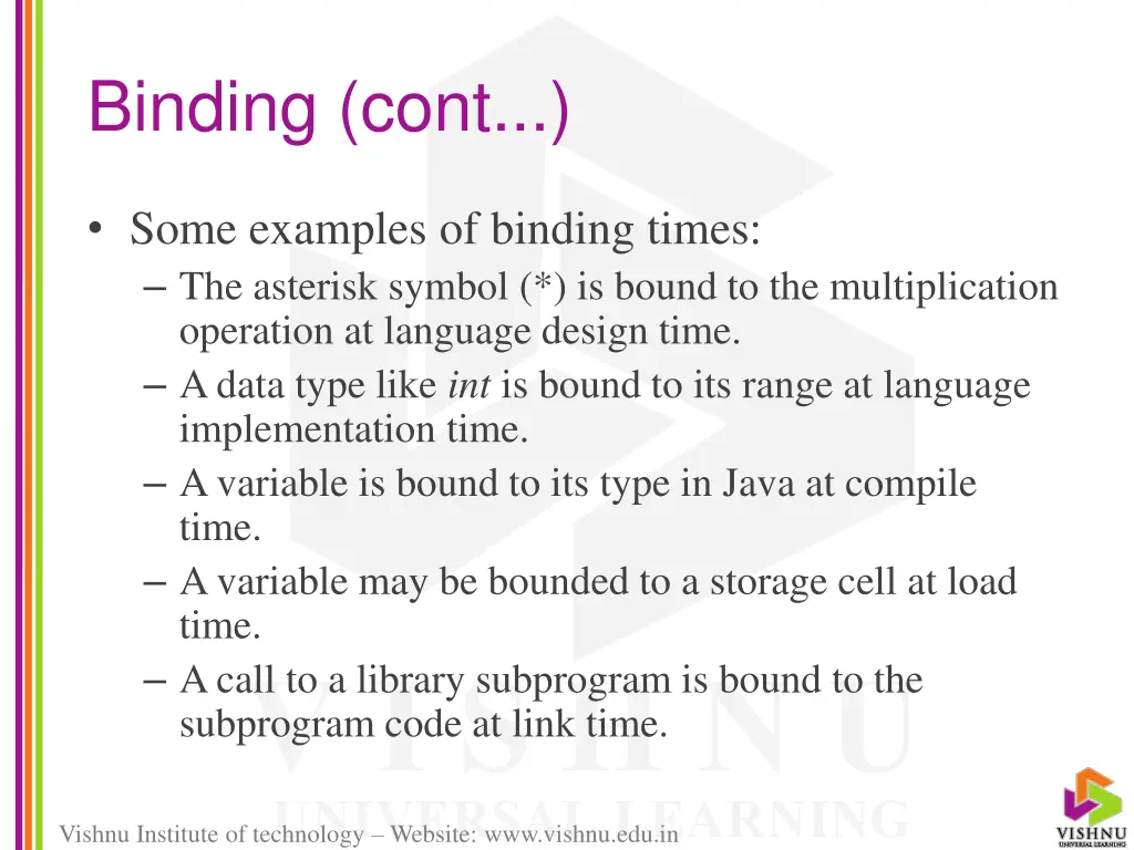 binding cont