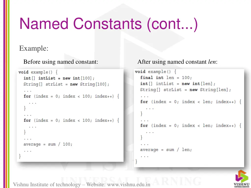 named constants cont