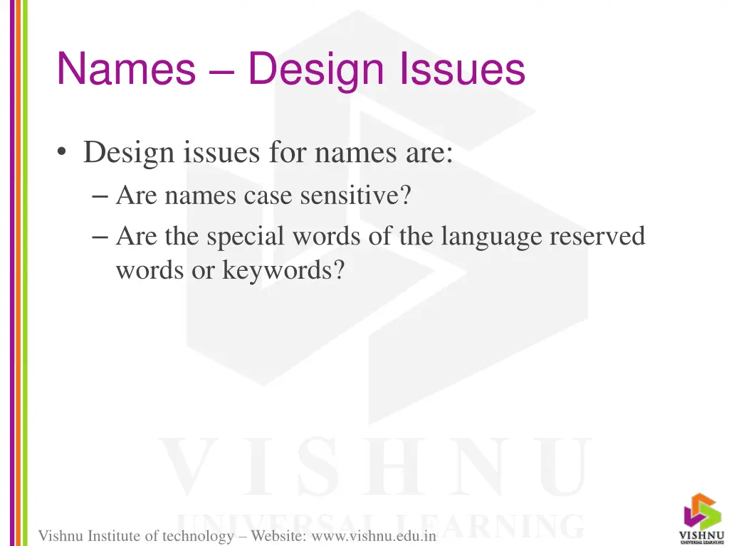 names design issues