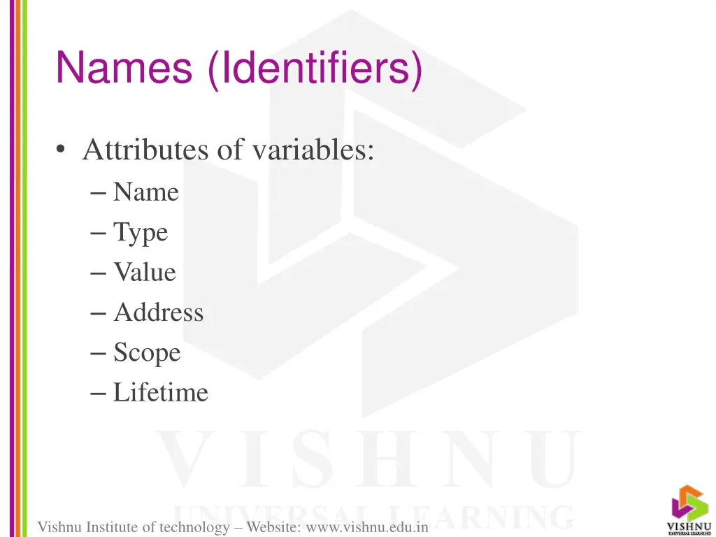 names identifiers