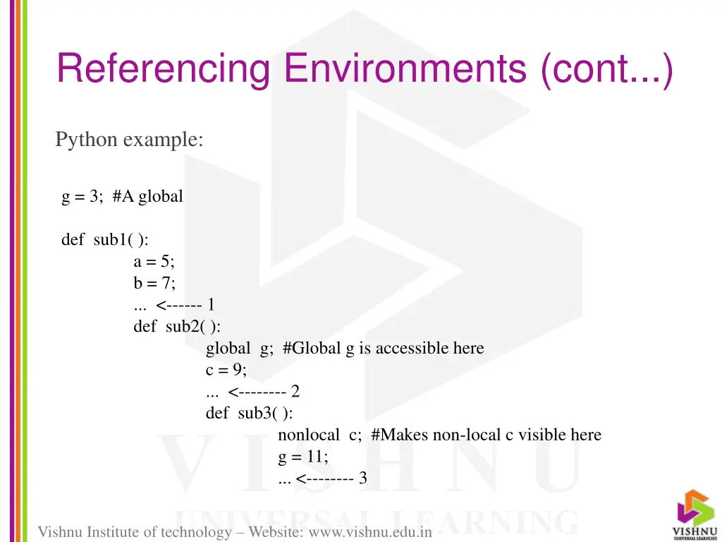 referencing environments cont