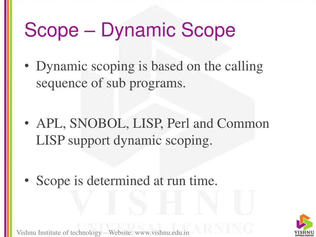 scope dynamic scope