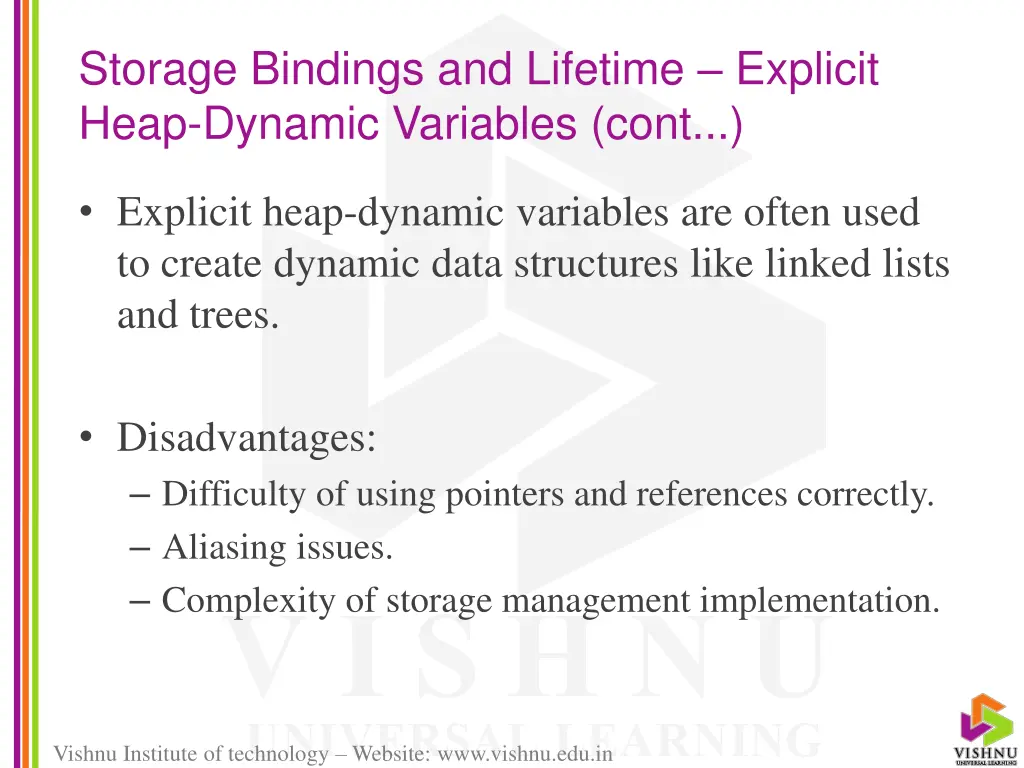 storage bindings and lifetime explicit heap 1