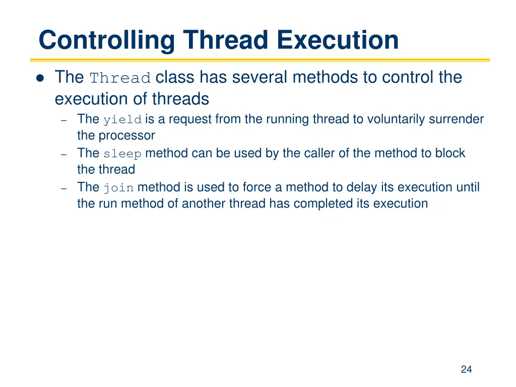 controlling thread execution