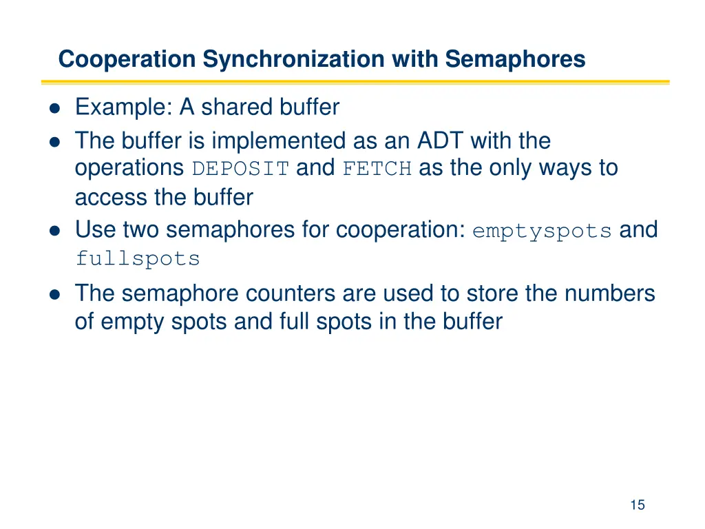 cooperation synchronization with semaphores
