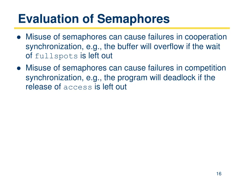 evaluation of semaphores