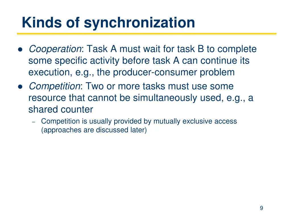 kinds of synchronization
