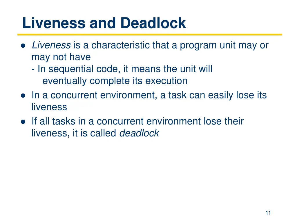 liveness and deadlock