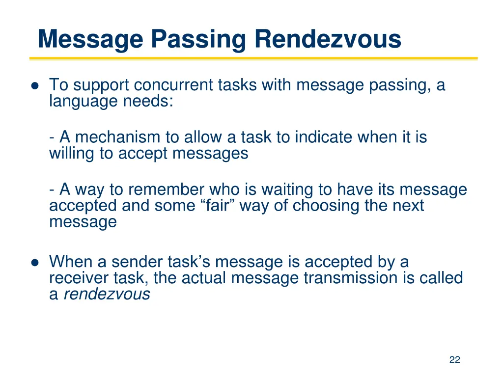 message passing rendezvous