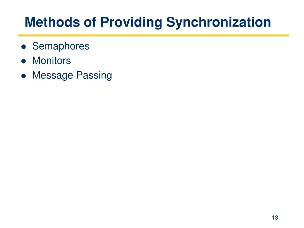 methods of providing synchronization