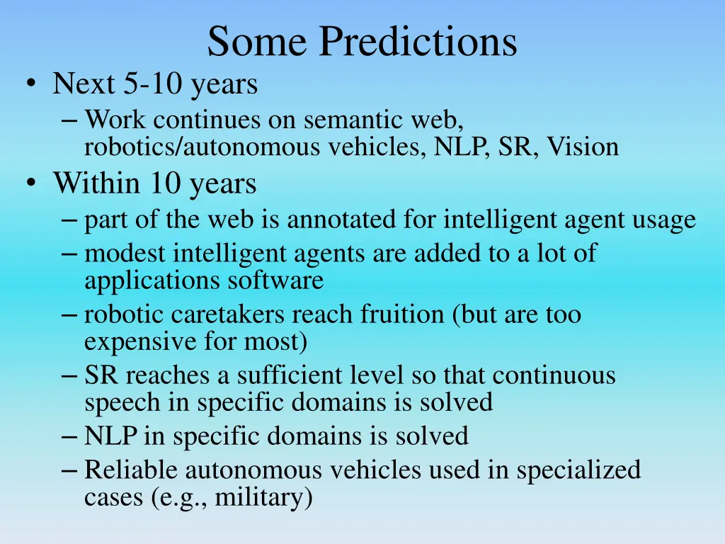 some predictions