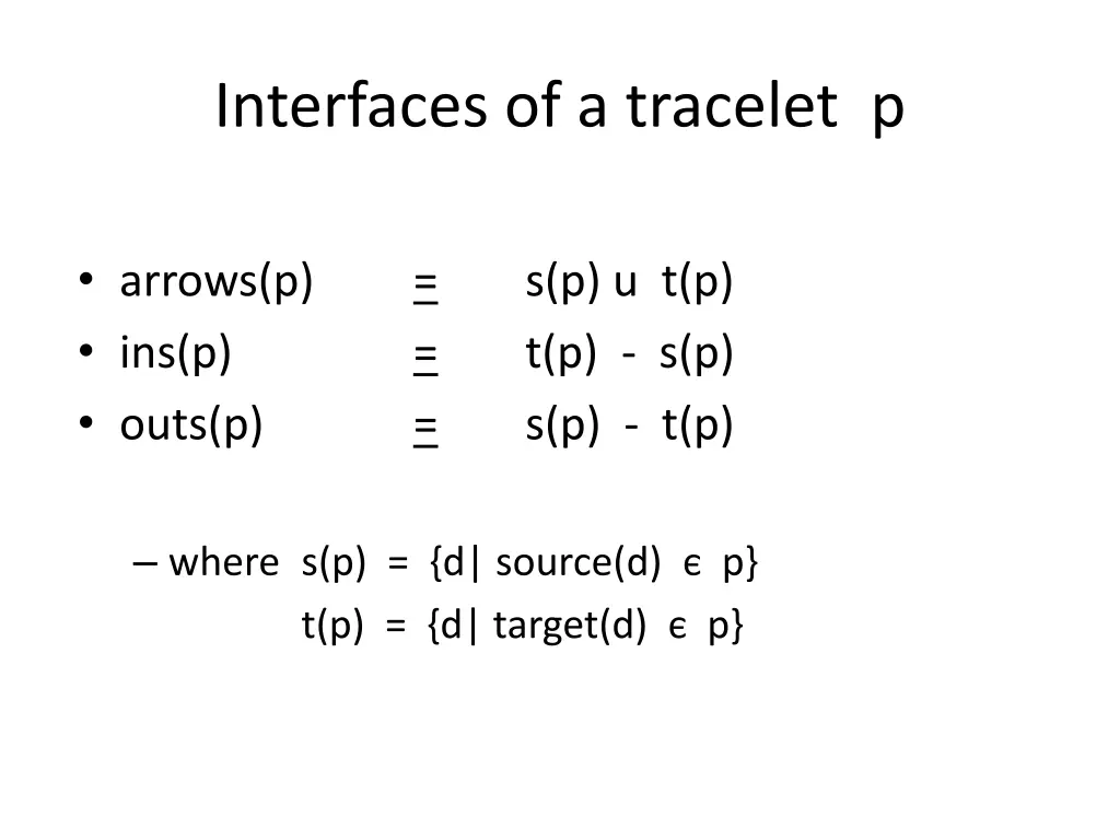 interfaces of a tracelet p