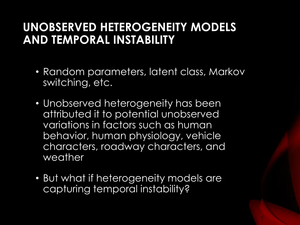 unobserved heterogeneity models and temporal