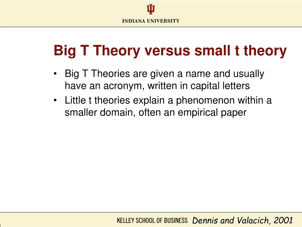 big t theory versus small t theory
