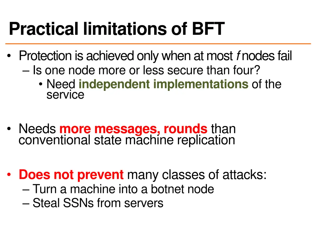practical limitations of bft