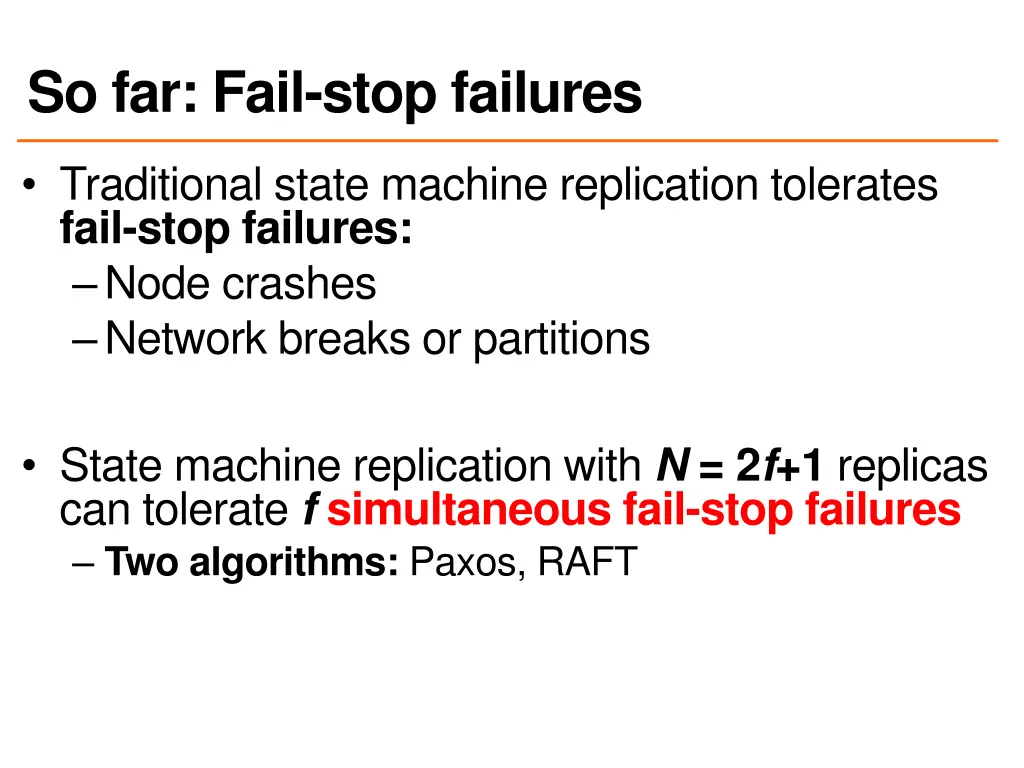 so far fail stop failures