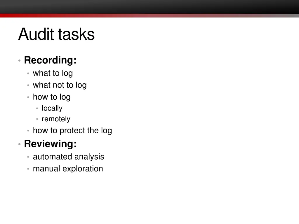 audit tasks
