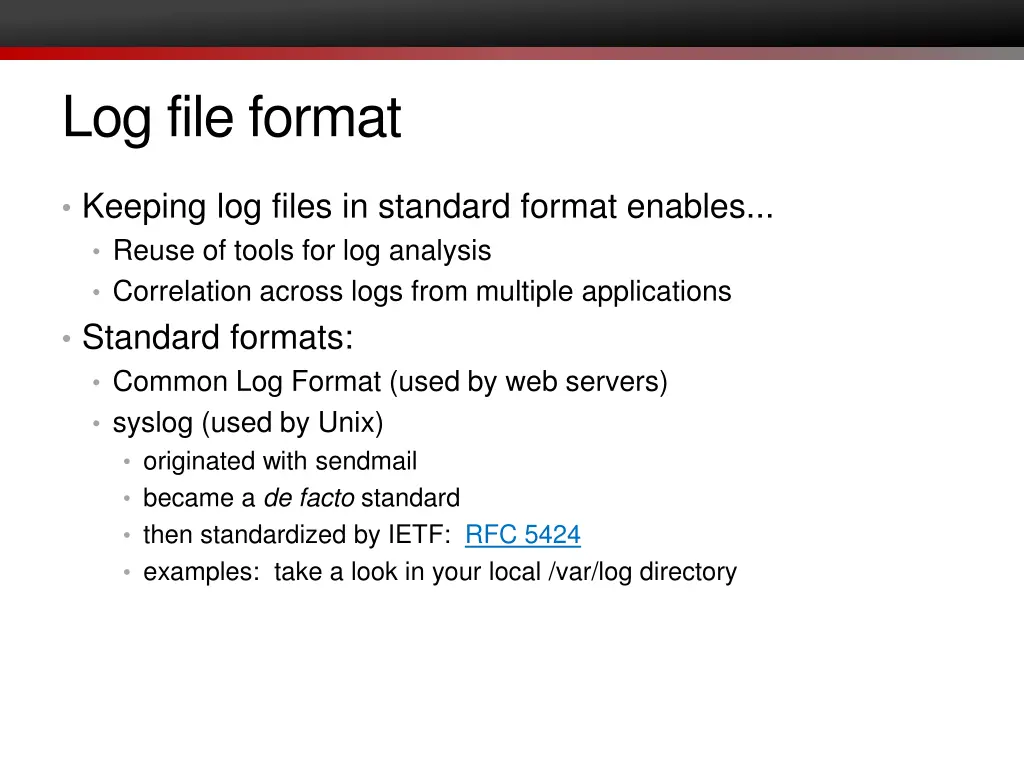 log file format