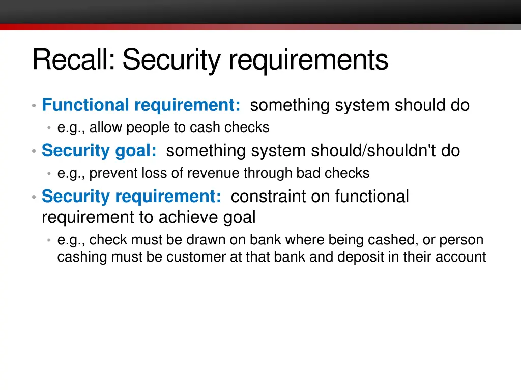 recall security requirements