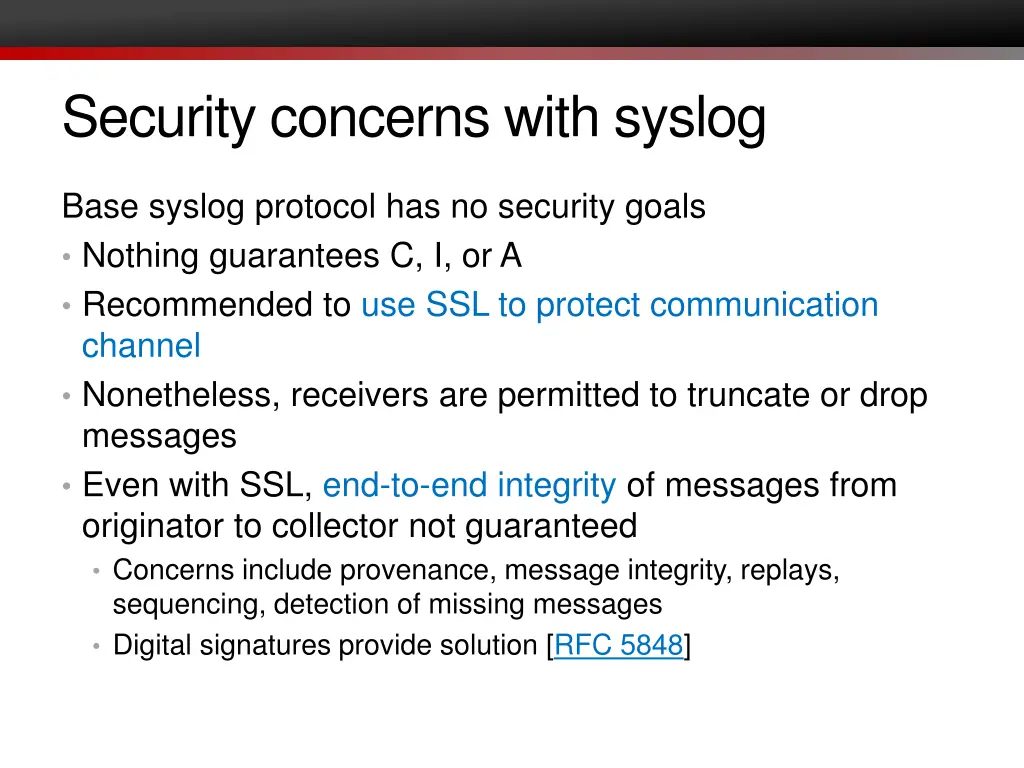 security concerns with syslog