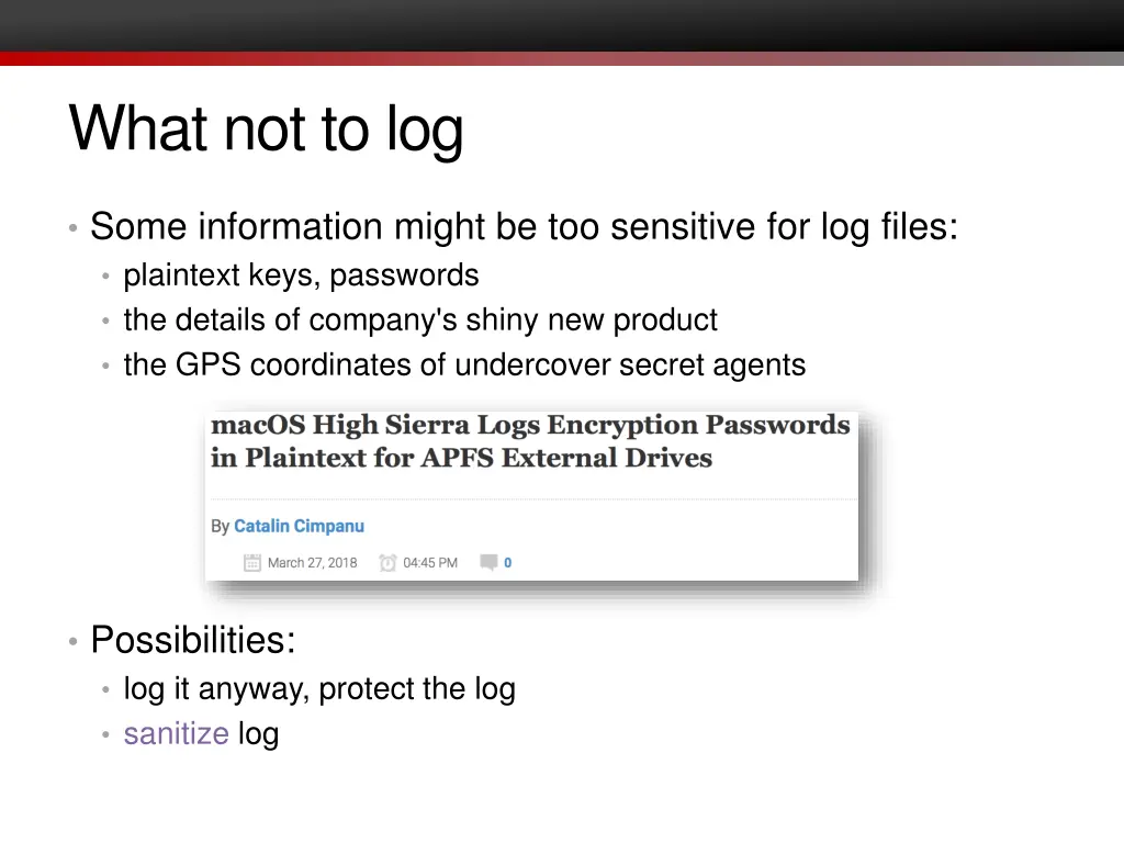 what not to log