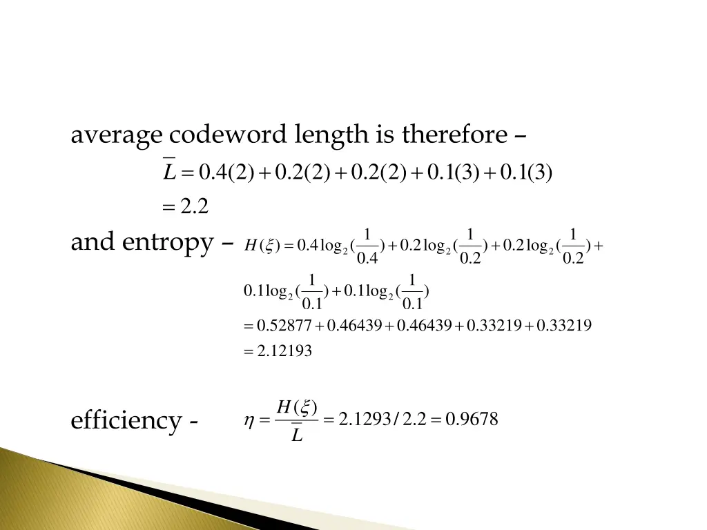 average codeword length is therefore 2 2 0 2 4 0