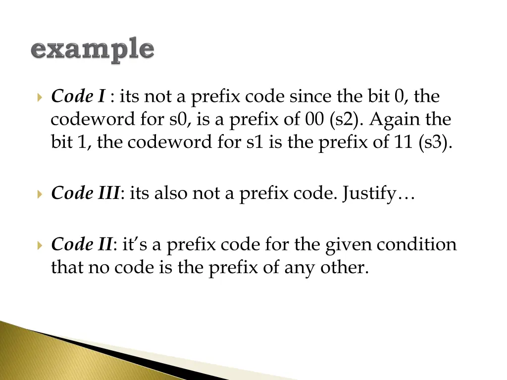 code i its not a prefix code since
