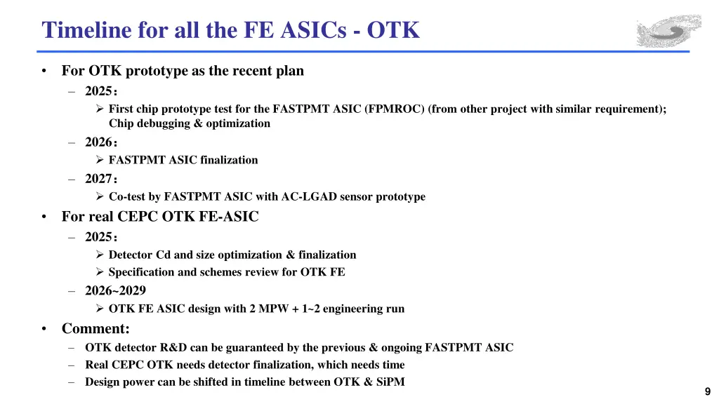 timeline for all the fe asics otk