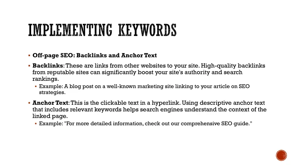 implementing keywords 1