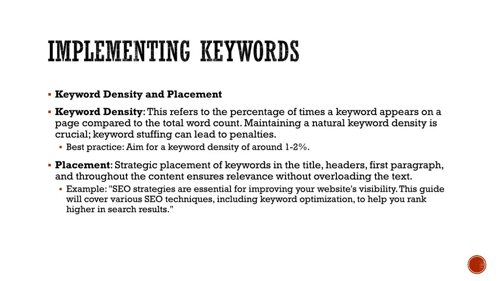 implementing keywords 2