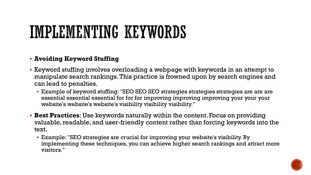 implementing keywords 3