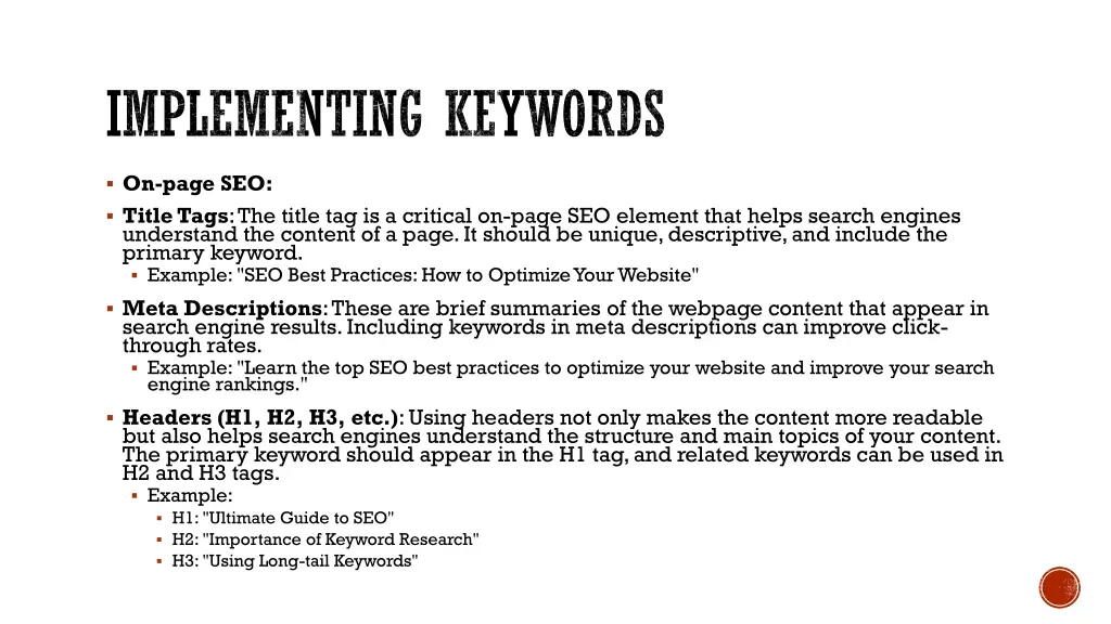 implementing keywords