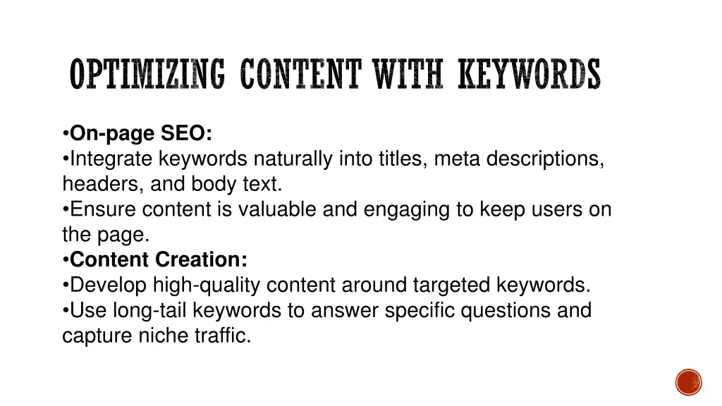optimizing content with keywords